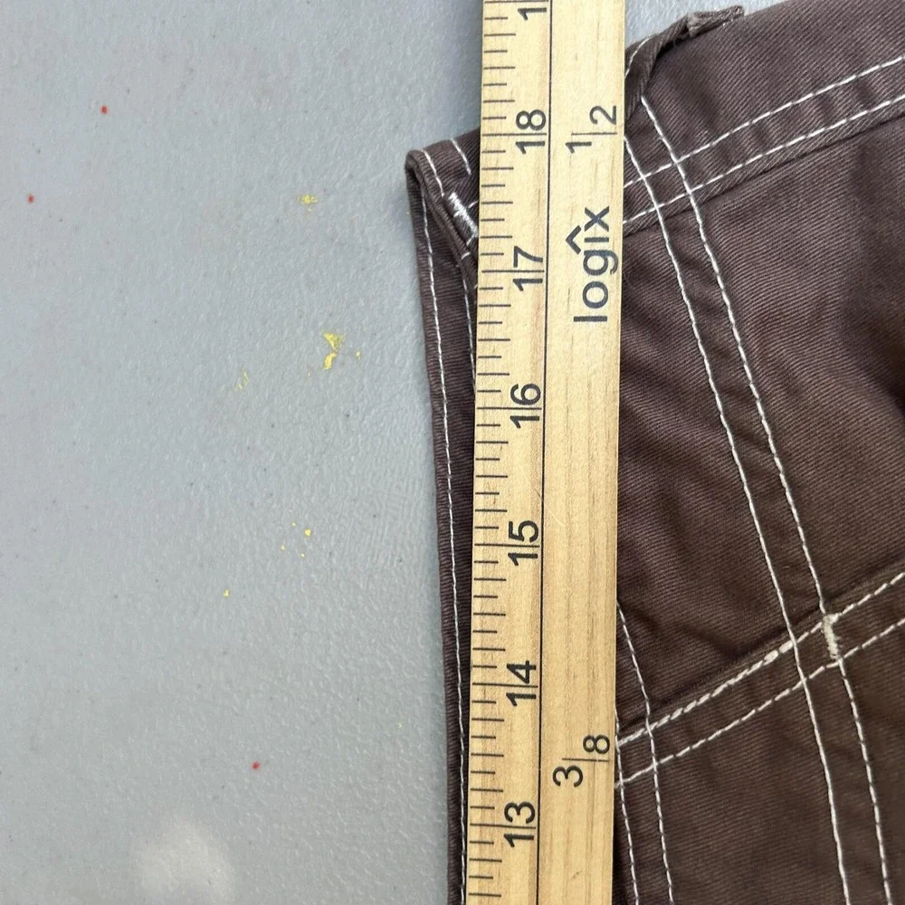 True Religion Cargo Pants Brown Mens 34 Contrast Stitch Wide Leg Y2K Streetwear